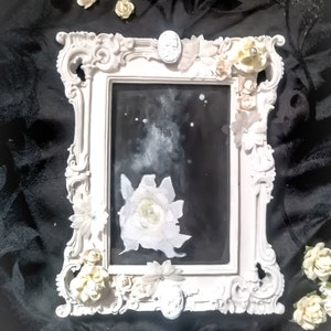 Original 6x4 gardinia floral ethereal romantic handpainted hand decorated framed painting ghost image 1