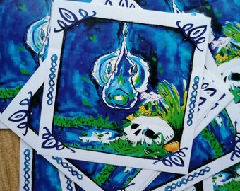 Pagan celtic horror will o the wisp 8x8 cm sticker