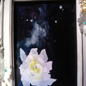 Original 6x4 gardinia floral ethereal romantic handpainted hand decorated framed painting ghost image 4