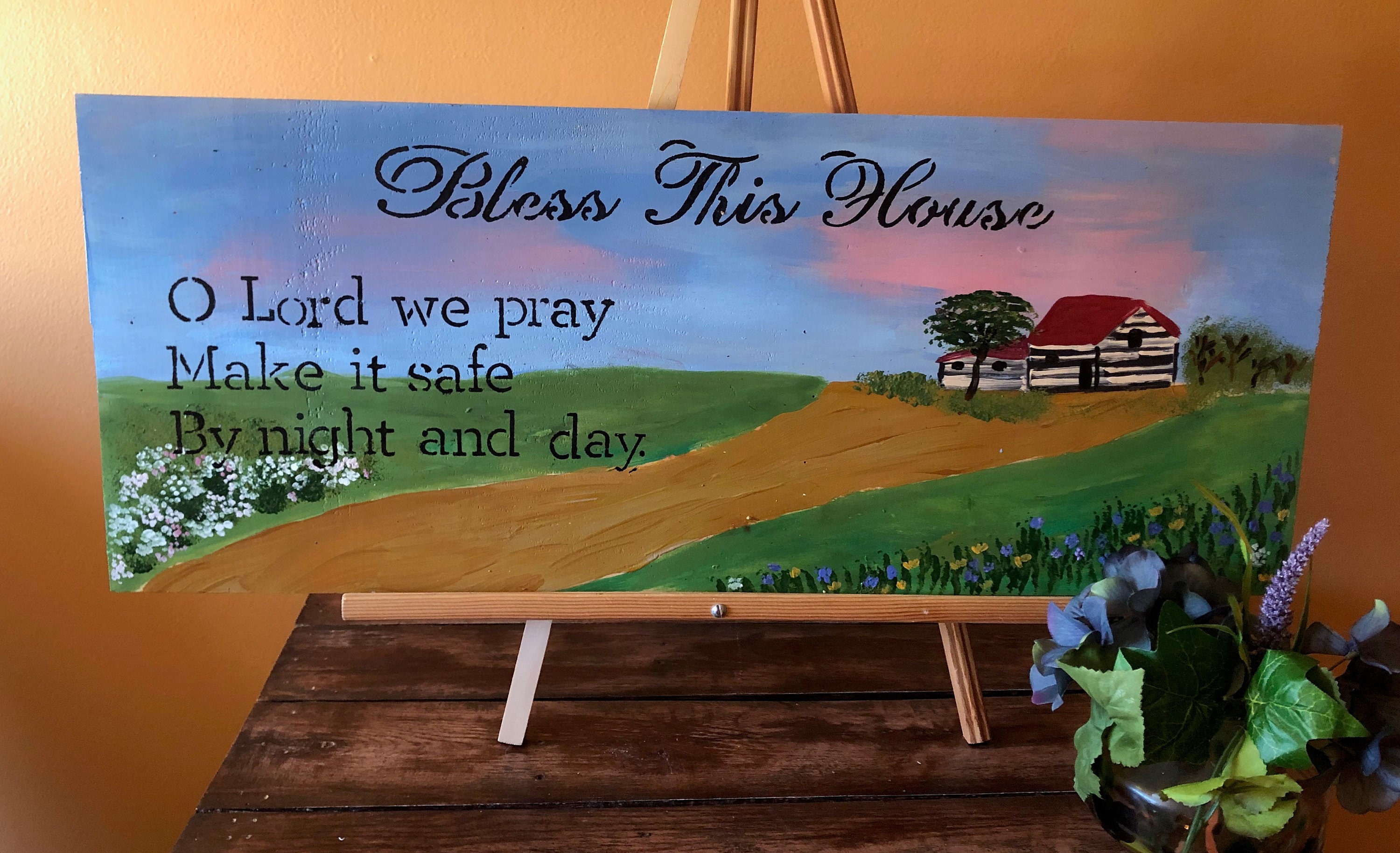 Bless this house Oh Lord we pray Wood scripture prayer Etsy