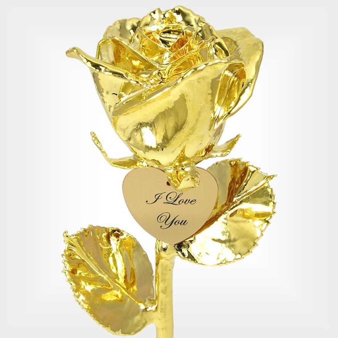 24k Gold Dipped Rose With Personalized Engraved Heart 11in. Etsy