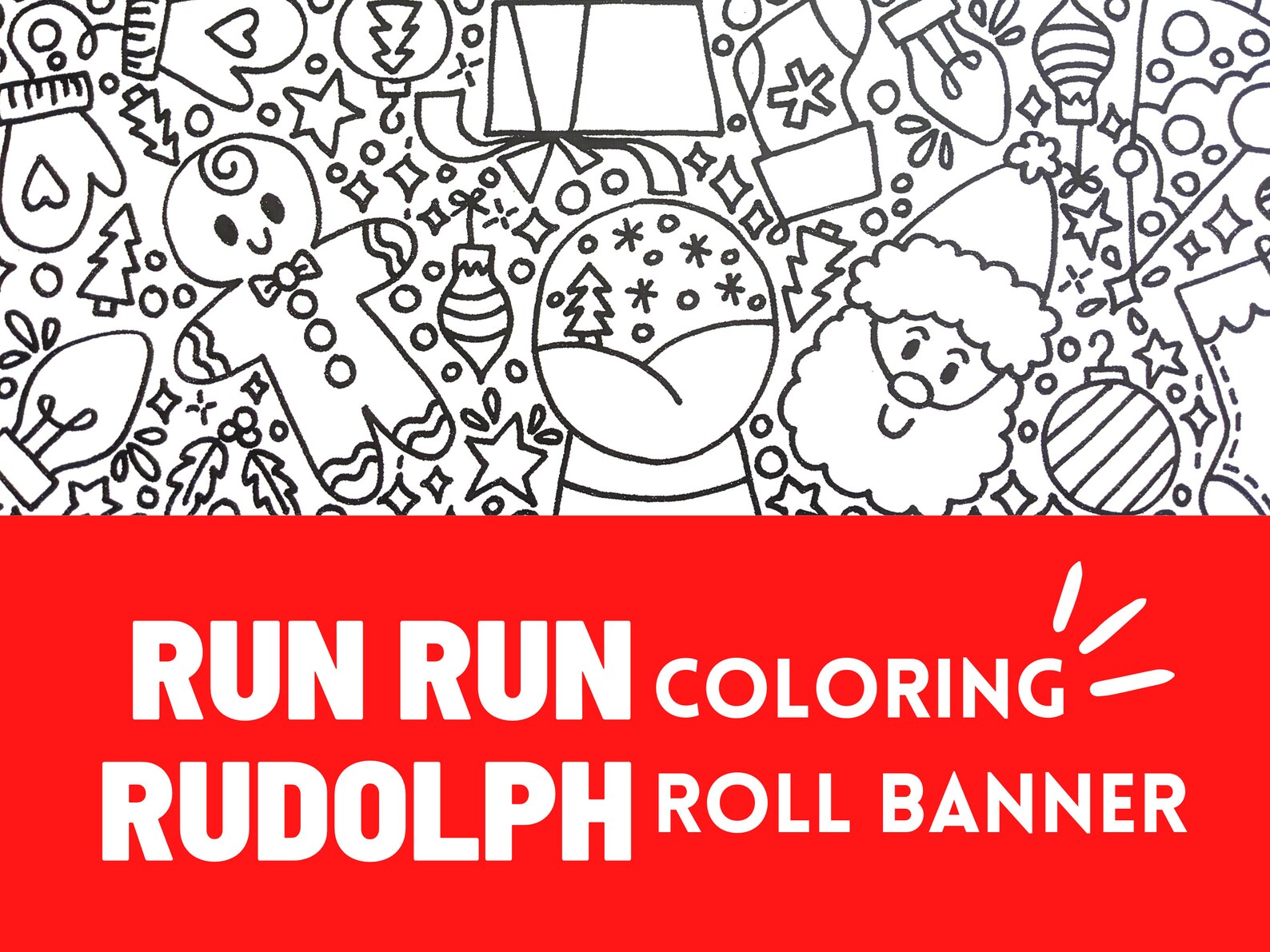 Run Run Rudolph Christmas Coloring Roll Banner - Etsy