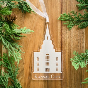 Kansas City Missouri LDS Temple Ornament // christmas sealing wedding missionary gift acrylic // latter day saint church of jesus christ