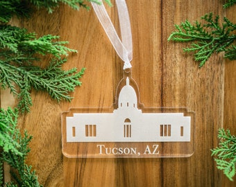 Tucson Arizona LDS Temple Ornament // christmas sealing wedding missionary gift acrylic // latter day saint church of jesus christ