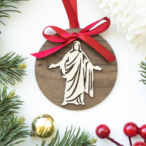 Christus Ornament // wooden jesus christ resurrected LDS laser engraved layered