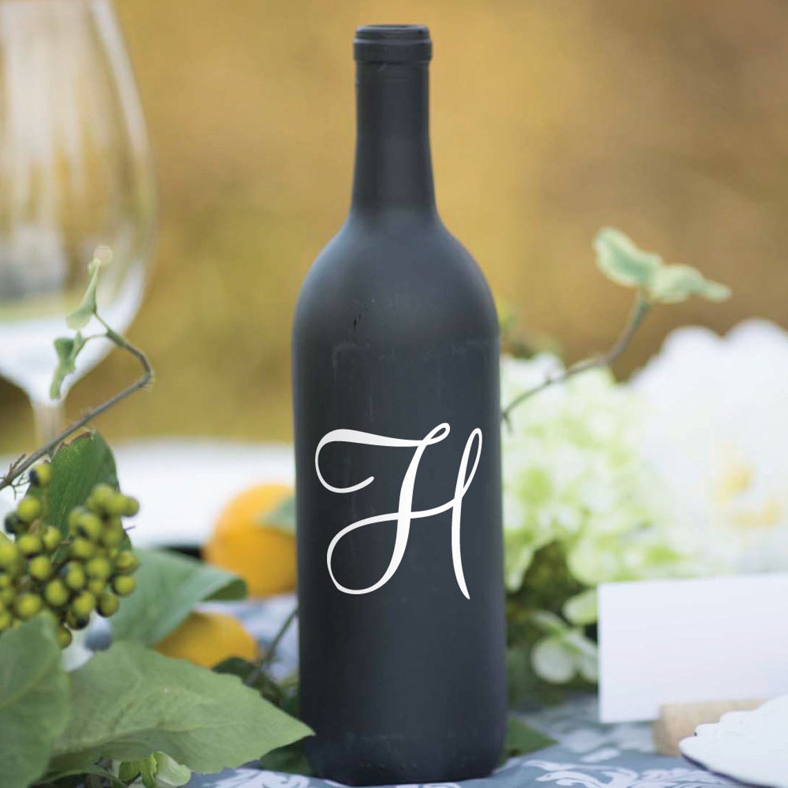 Wine Bottle Decals Initial Wine Bottle Decal Wine Decals Etsy