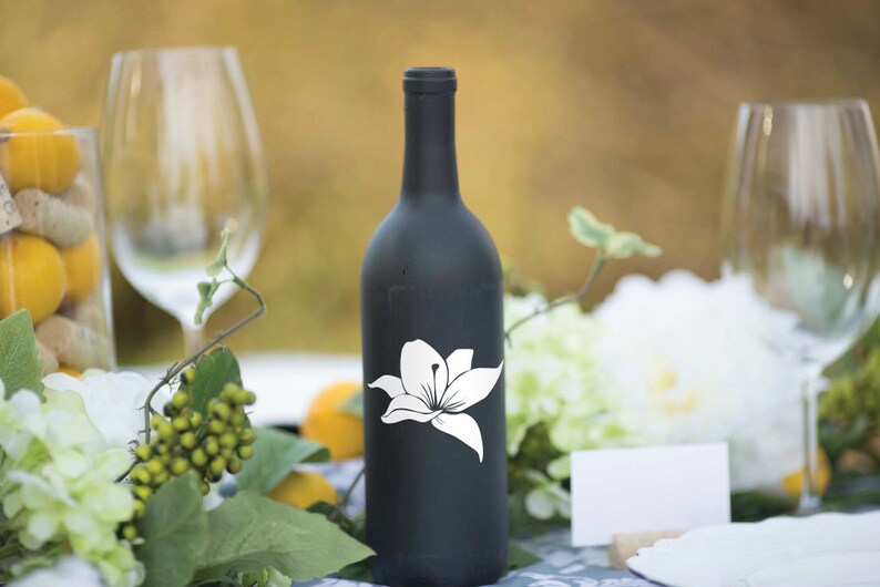 Flower Wine Bottle Decals Wine Bottle Decal Wine Decals Etsy