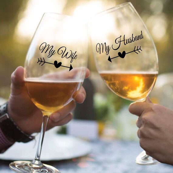 husband and wife wine glasses
