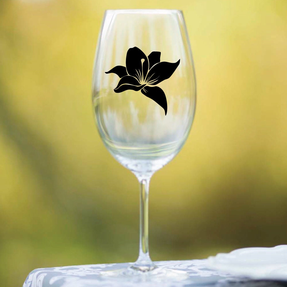 Wine Glass Vinyl Decal Wine Glass Decal Flower Glass Decal Etsy