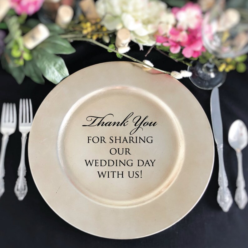 Charger Plate Vinyl Decal Thank You Charger Plate Vinyl Etsy