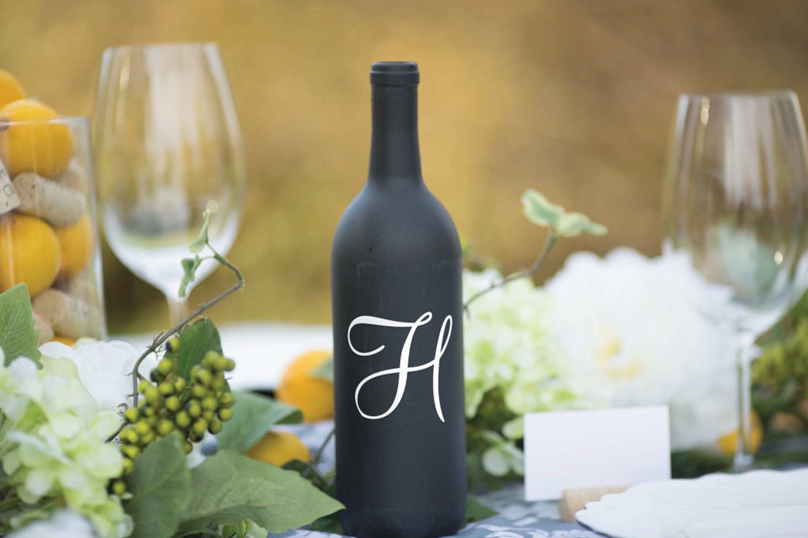 Wine Bottle Decals Initial Wine Bottle Decal Wine Decals Etsy