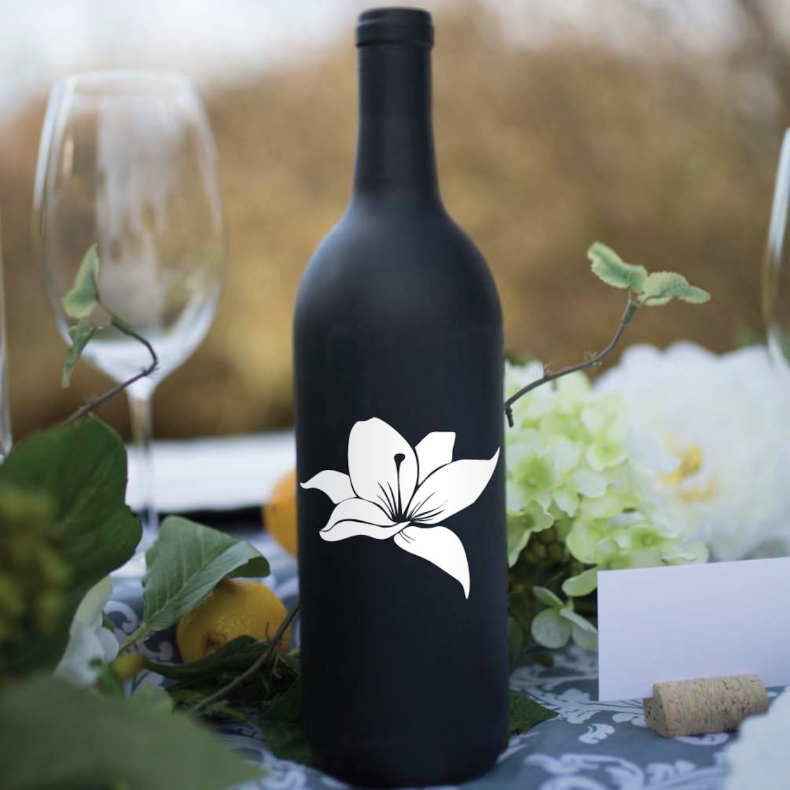 Flower Wine Bottle Decals Wine Bottle Decal Wine Decals Etsy