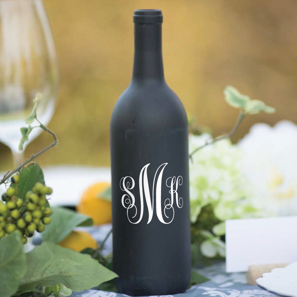 Monogram Wine Bottle Decals Wine Bottle Decal Wine Decals Etsy