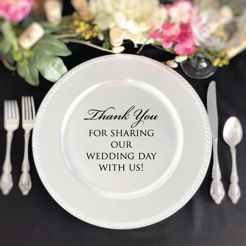 Charger Plate Vinyl Decal Thank You Charger Plate Vinyl Etsy