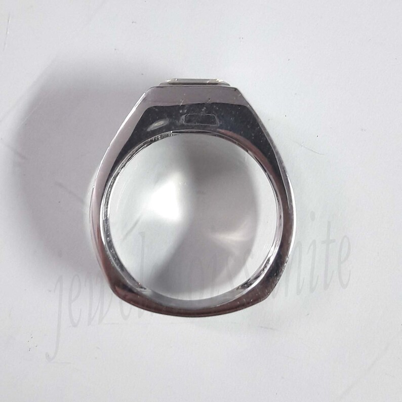 2ct Near White Emerald Cut Moissanite Man Engagement Ring 925 Sterling Silver Solitaire Ring,Bezel Ring,Wedding Ring Man/'s Ring Gold Ring