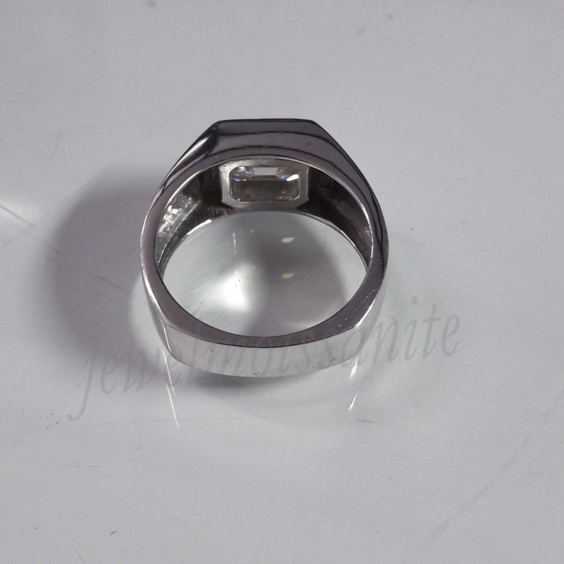 2ct Near White Emerald Cut Moissanite Man Engagement Ring 925 Sterling Silver Solitaire Ring,Bezel Ring,Wedding Ring Man/'s Ring Gold Ring