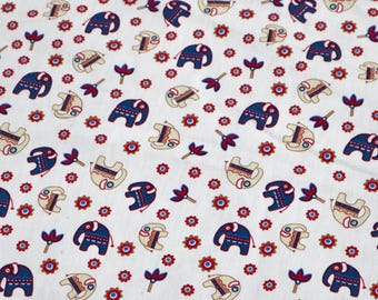 Katoenen stof olifant blauw en ivoor – kinderprint