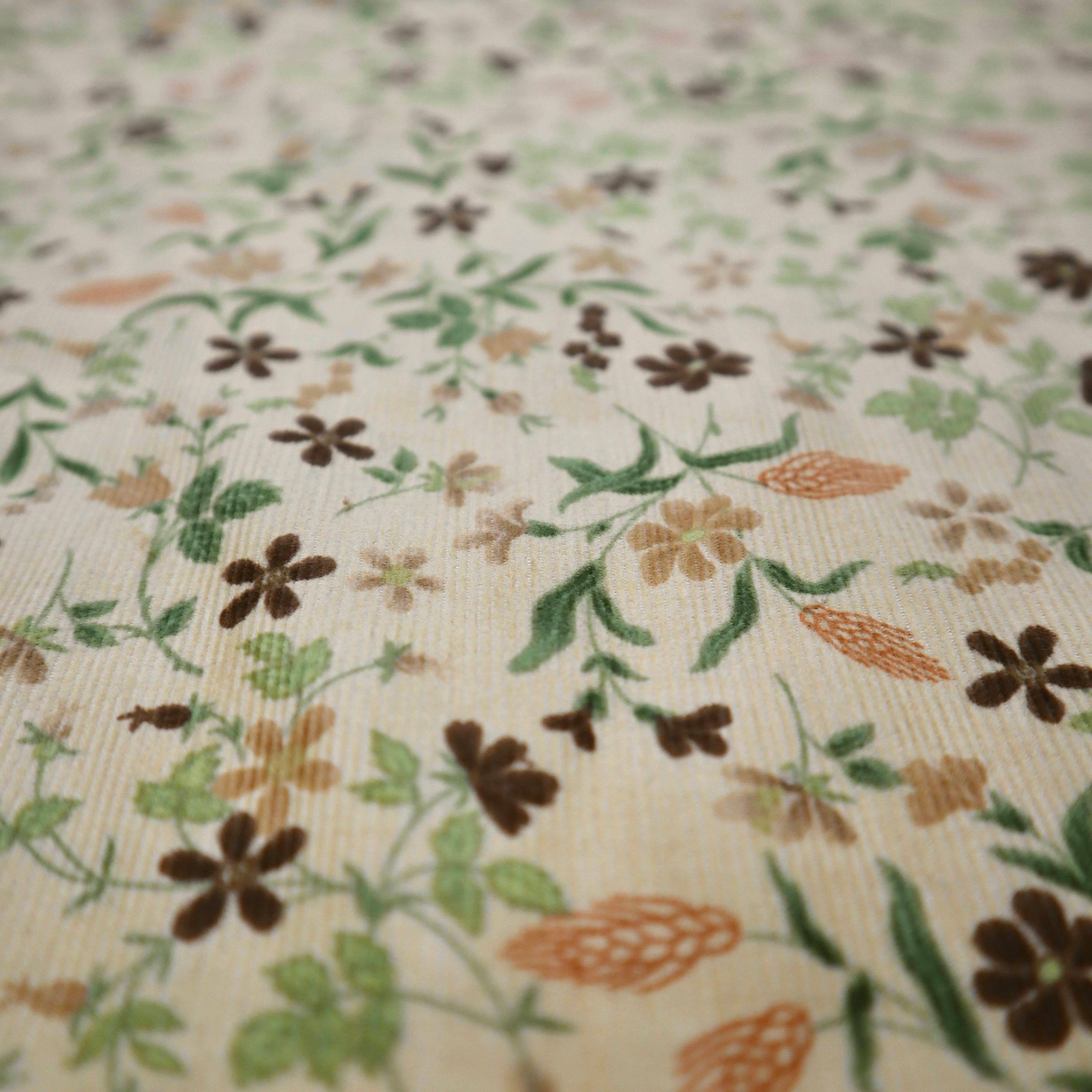 Vintage Style Corduroy Fabric Floral on Yellow Corduroy Etsy