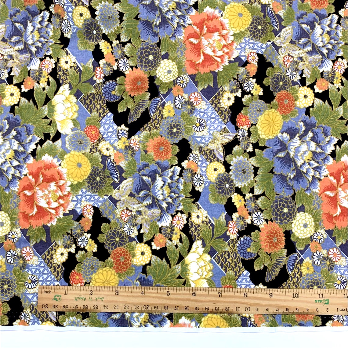 Japanese Traditional Style Fabric Beautiful Japanese Flower Etsy