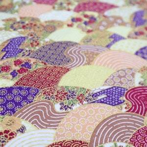 Beautiful Japanese Wave Cotton Fabric Japanese Traditional Wave Golden ...