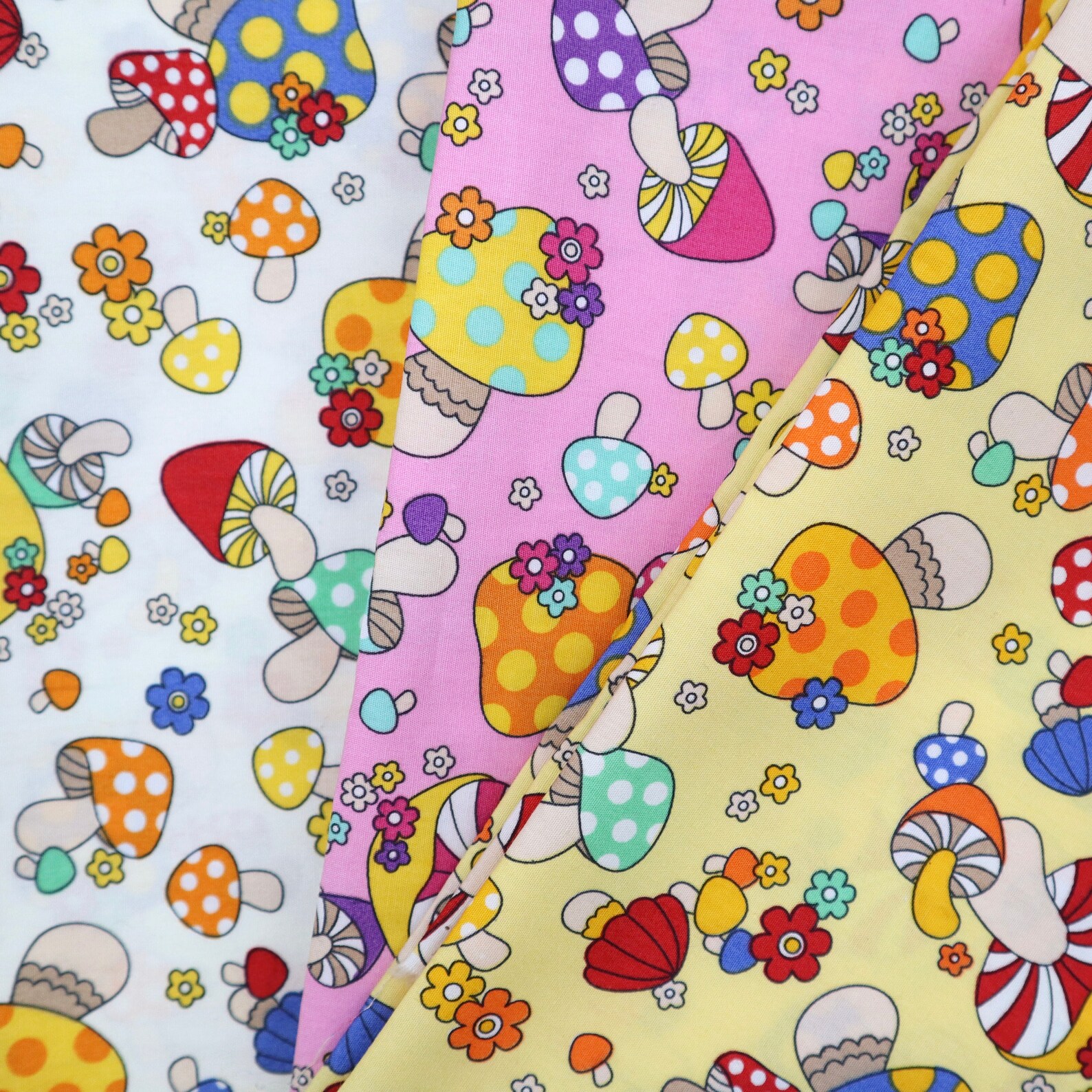 Colorful Mushroom Cotton Fabric Super Cute Mushroom Printed - Etsy