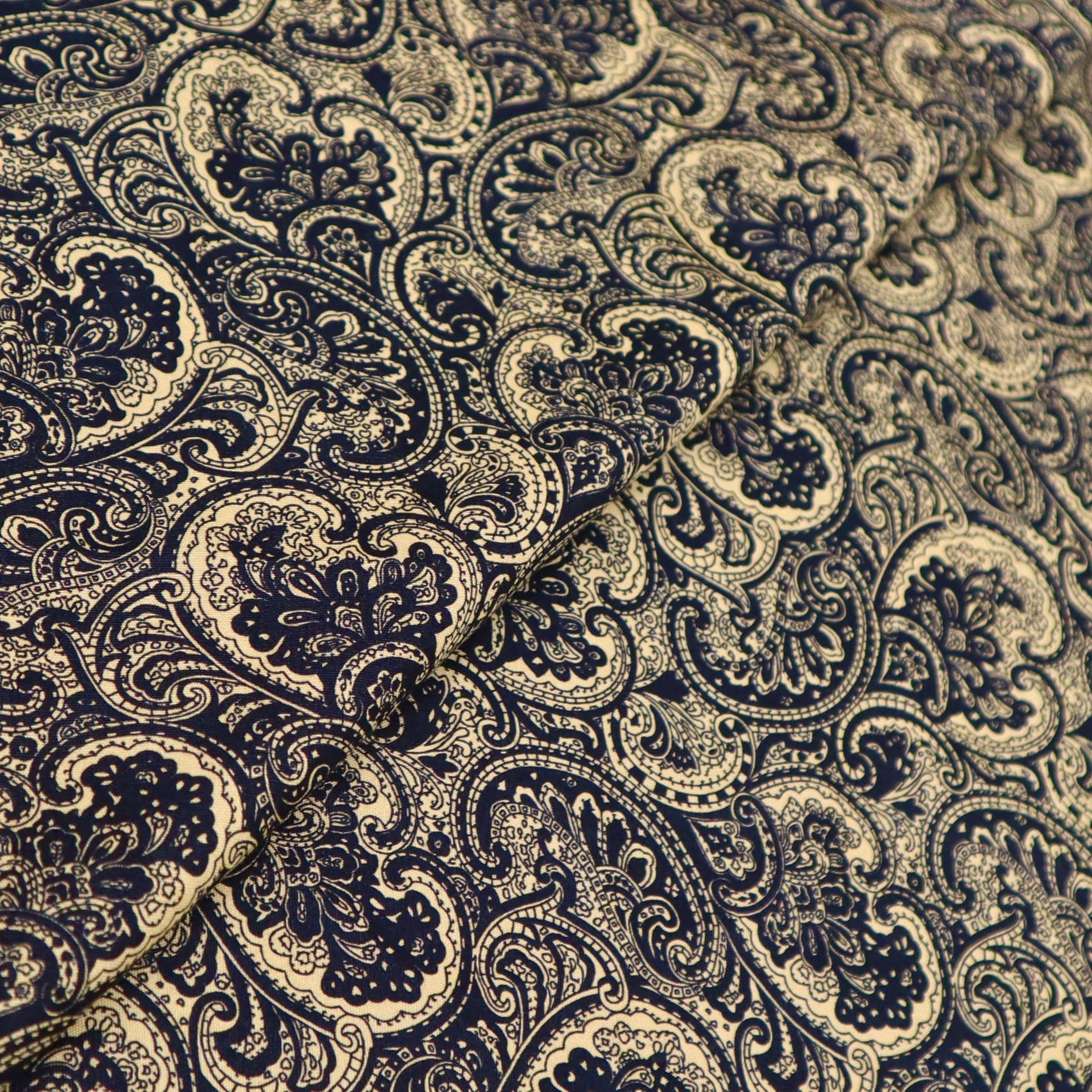 Yellow Gold and Black Paisley Printed Cotton Fabric | Etsy