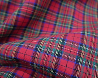 Tessuto di cotone a quadri rossi in tartan - Tessuto per trapuntatura in stile scozzese