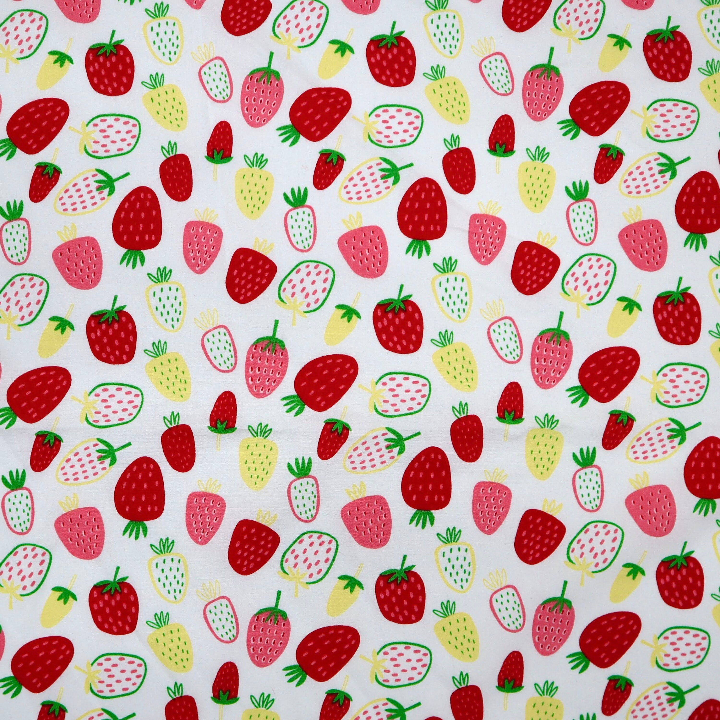 Strawberry Cotton Fabric Big Colorful Strawberry Print on Etsy