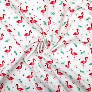 Flamingo Fabric - Hot Pink Flamingo Printed Cotton Fabric, Cute Flamingo Fabric, Cute Bird Fabric, Quilting Cotton Fabric by the Yard
