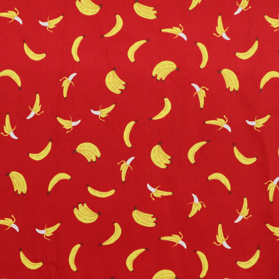 Yellow Banana Fabric Cute Banana Printed on Red Pink | Etsy