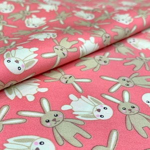 Cute White Rabbit and Brown Rabbit Cotton Fabric - White and Brown ...