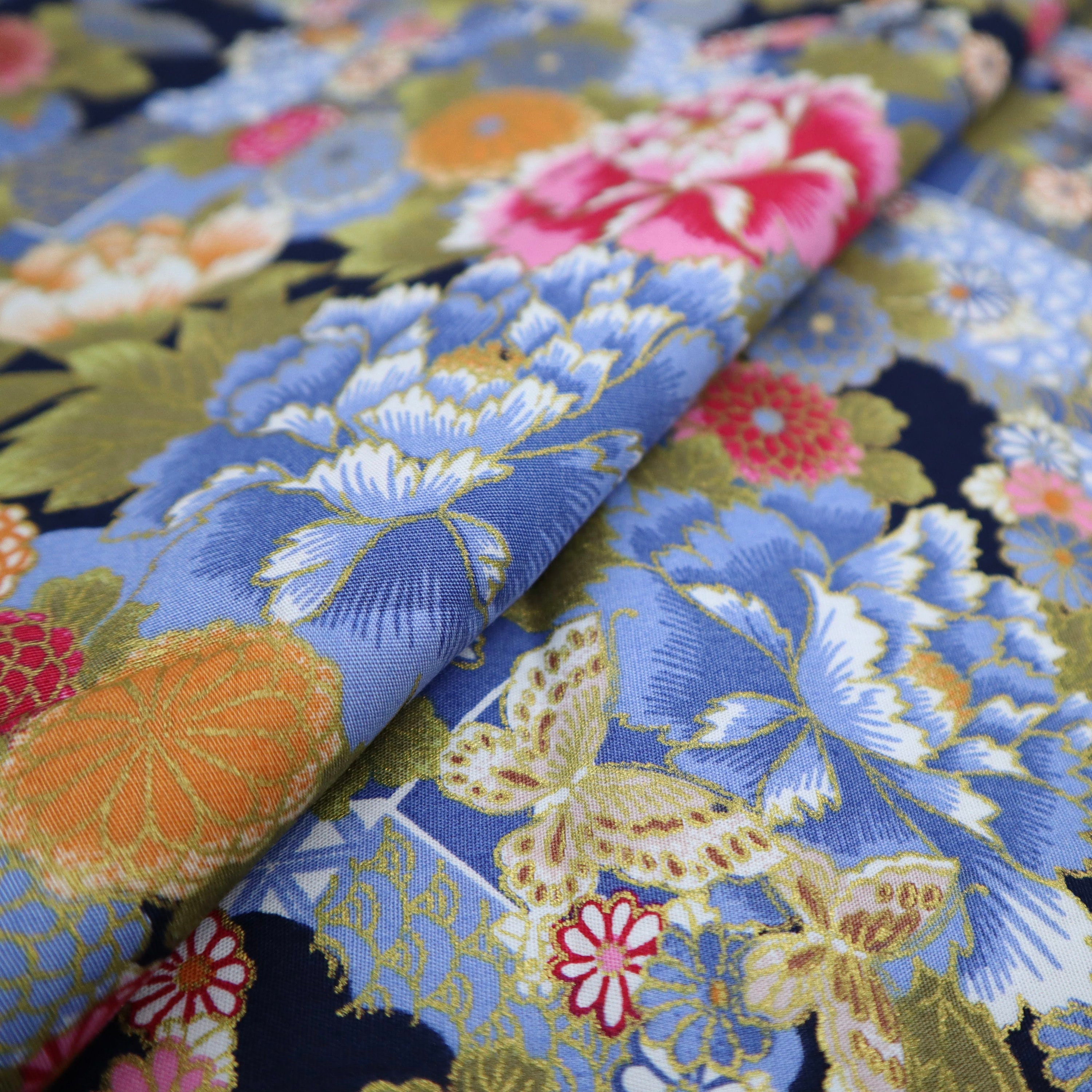 Japanese Traditional Style Fabric Beautiful Japanese Flower Etsy