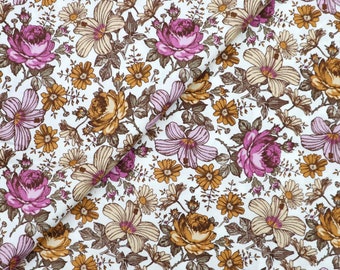 Tela de algodón floral pintada a mano - Estampado floral clásico, tela acolchada cortada a medida