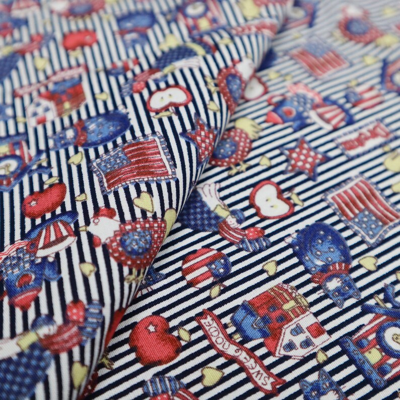 American Symbol Printed Fabric Quilting Cotton Fabric by the Yard Patriotic Cotton Fabric American Printed Cotton Fabric US Flag Fabric