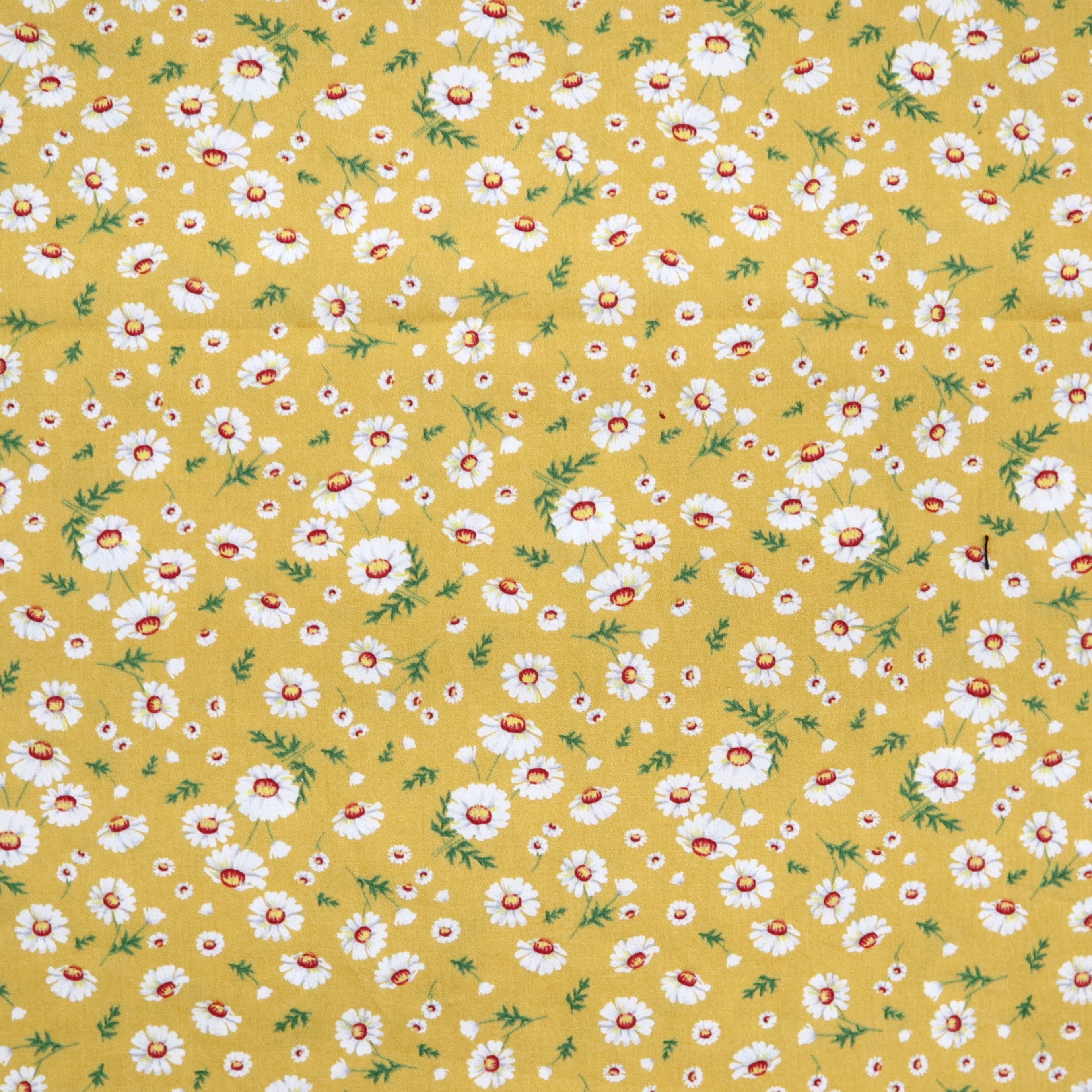 White Daisy Flower Fabric Daisy Printed on Yellow Blue Etsy Australia