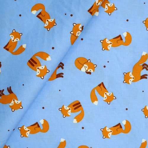 Cute Foxes Printed Cotton Fabric Lovely Orange Fox Printed Etsy