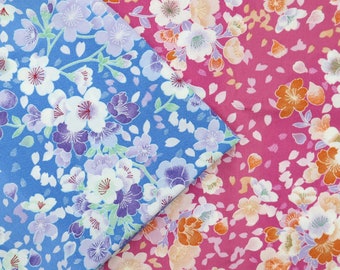 Sakura Flower Cotton Fabric - Japanese Floral Print, Quilting Cotton