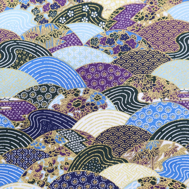 Beautiful Japanese Wave Cotton Fabric Japanese Traditional Etsy Canada