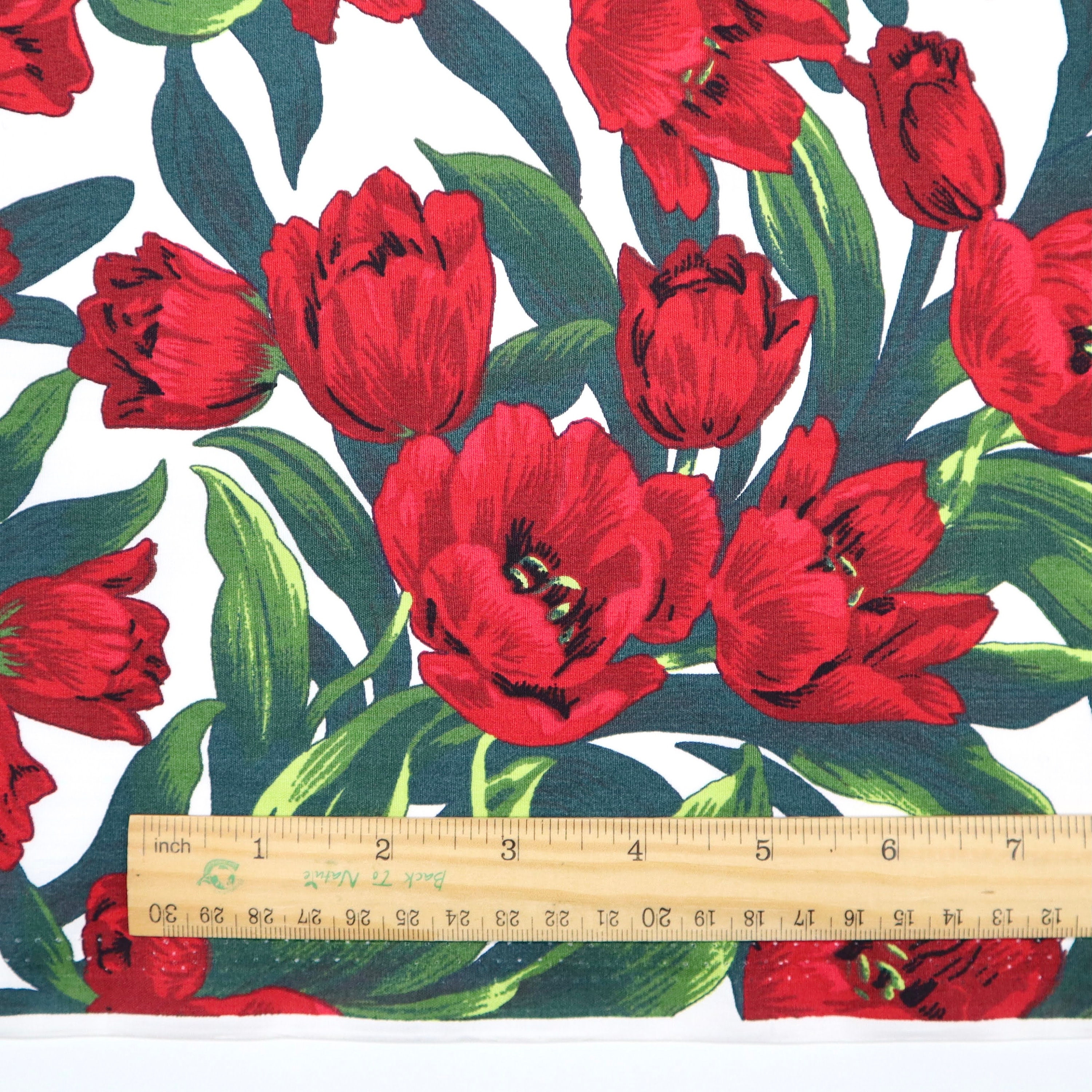 Red Tulips Cotton Fabric Red Tulip Printed on White | Etsy