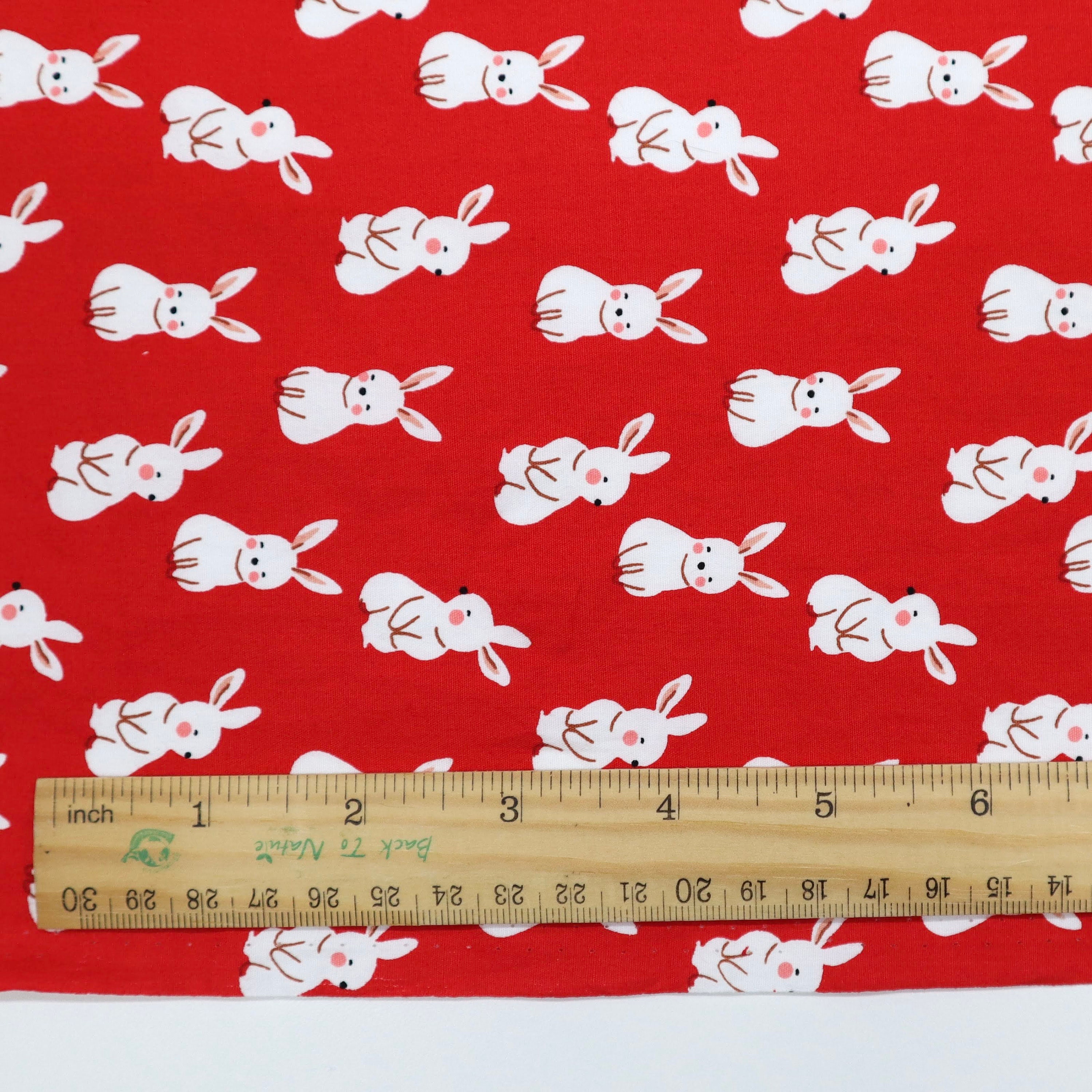 Cute Rabbit Cotton Fabric Lovely White Rabbit Printed on Red Etsy