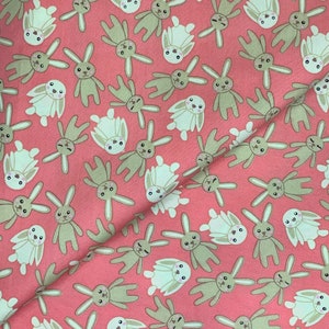 Cute White Rabbit and Brown Rabbit Cotton Fabric - White and Brown ...