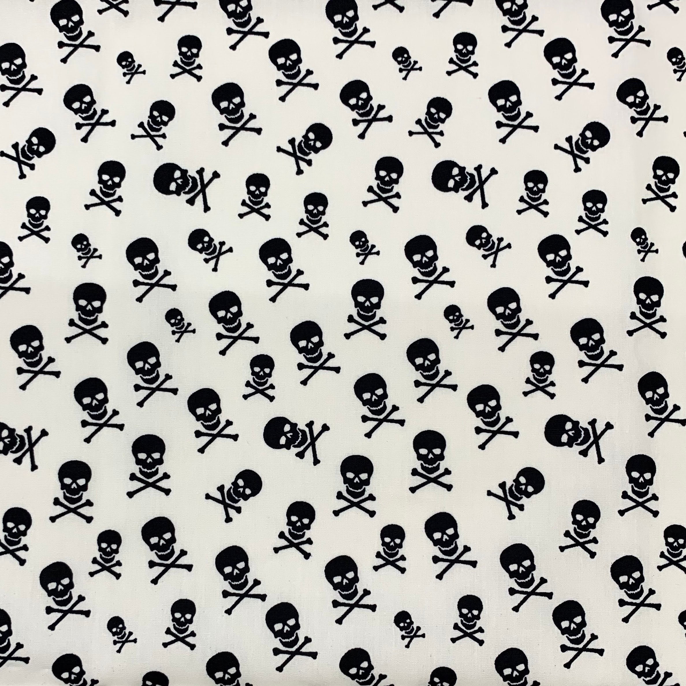 Crossbones cotton fabric Skulls printed on Black White Etsy