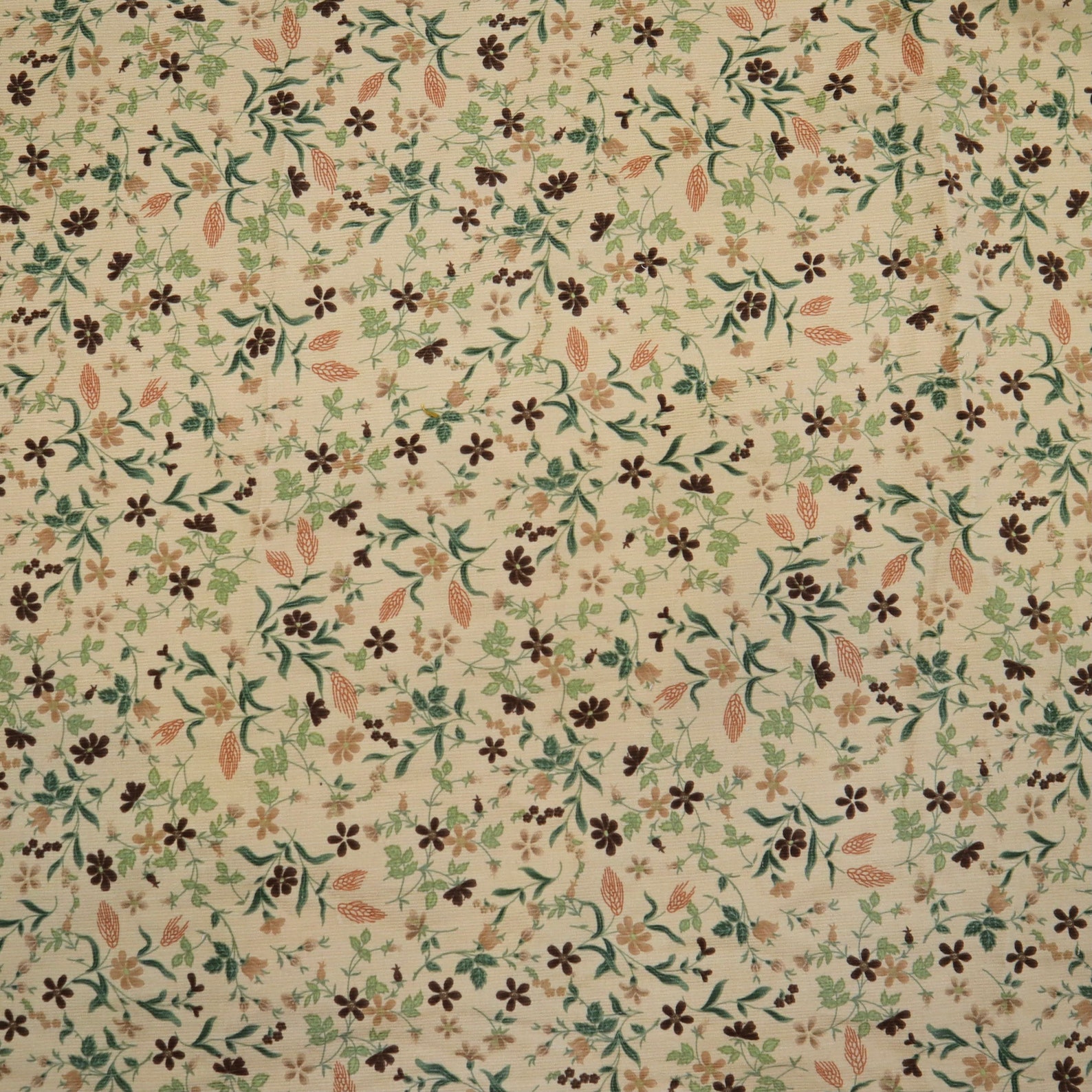 Vintage Style Corduroy Fabric Floral on Yellow Corduroy Etsy
