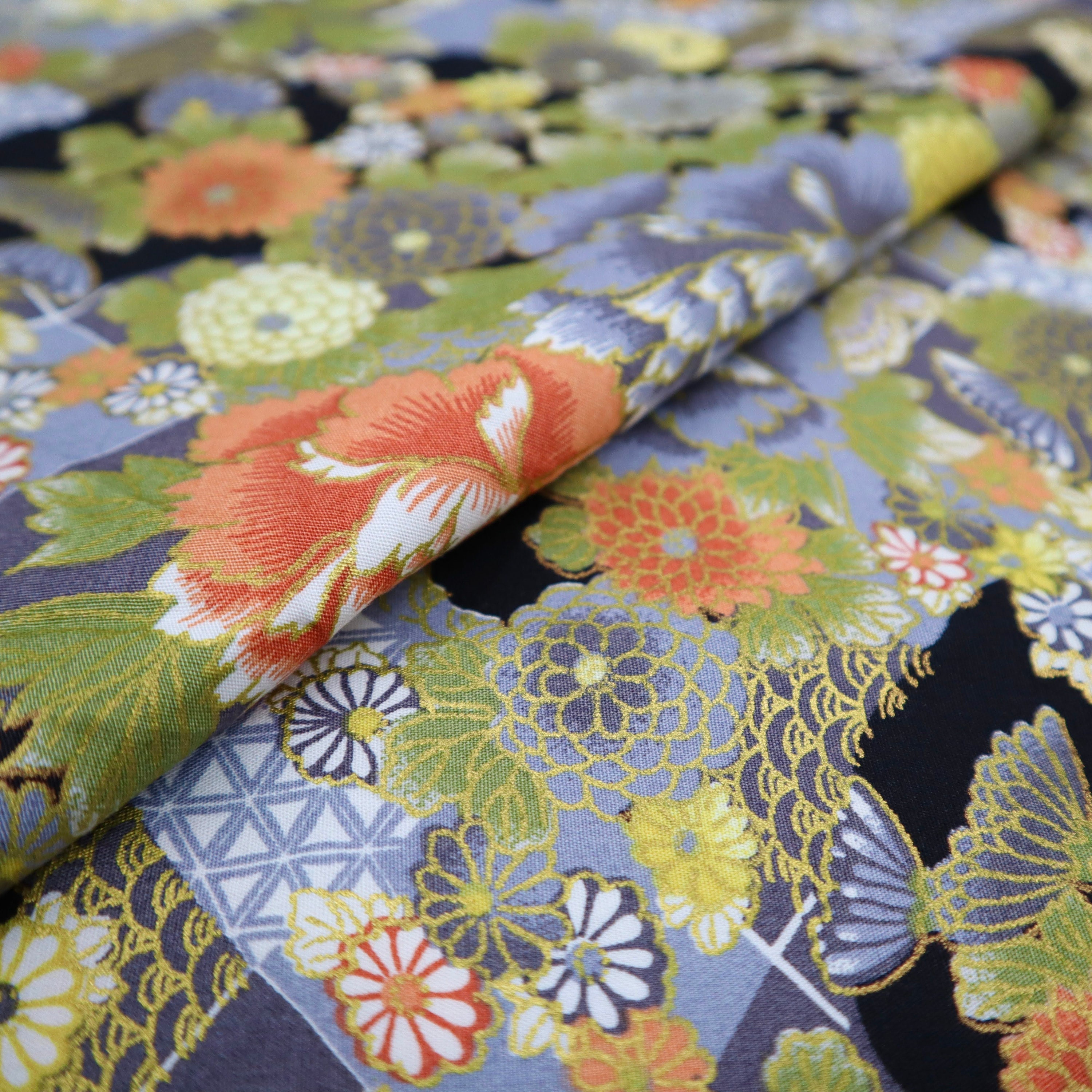 Japanese Traditional Style Fabric Beautiful Japanese Flower Etsy