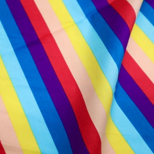 Rainbow Stripe Cotton Fabric - Colorful Striped Cotton Fabric, Multicolor Stripe Fabric, Cotton Fabric by Yard