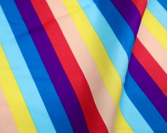 Rainbow Stripe Cotton Fabric - Tissu en coton rayé coloré, Tissu à rayures multicolores, Tissu en coton par cour