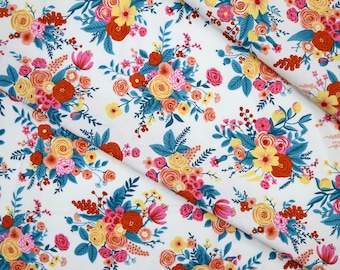 Floral Bouquet Cotton Fabric – Vintage Print, Quilting Fabric by Yard