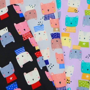 Exotic Animal Cotton Fabric - Cute Cartoon Printed on Violet, Gray, Black Cotton Fabric, Quilting Fabric by the Yard
