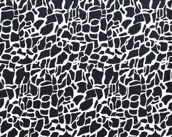 Black and White Stones Cotton Fabric - Pebbles Print, Quilting Fabric by the Yard