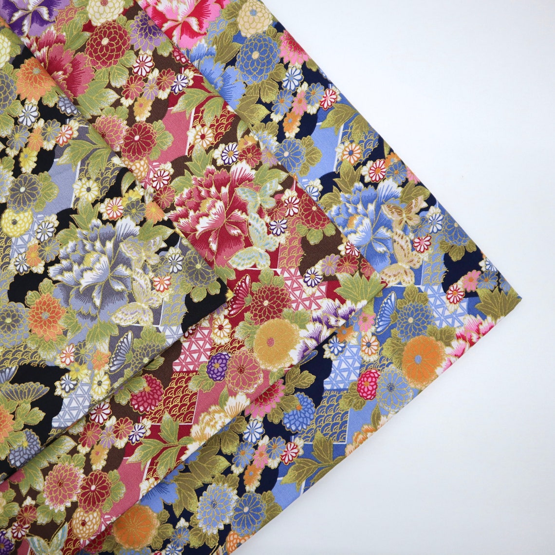 Japanese Traditional Style Fabric Beautiful Japanese Flower Etsy